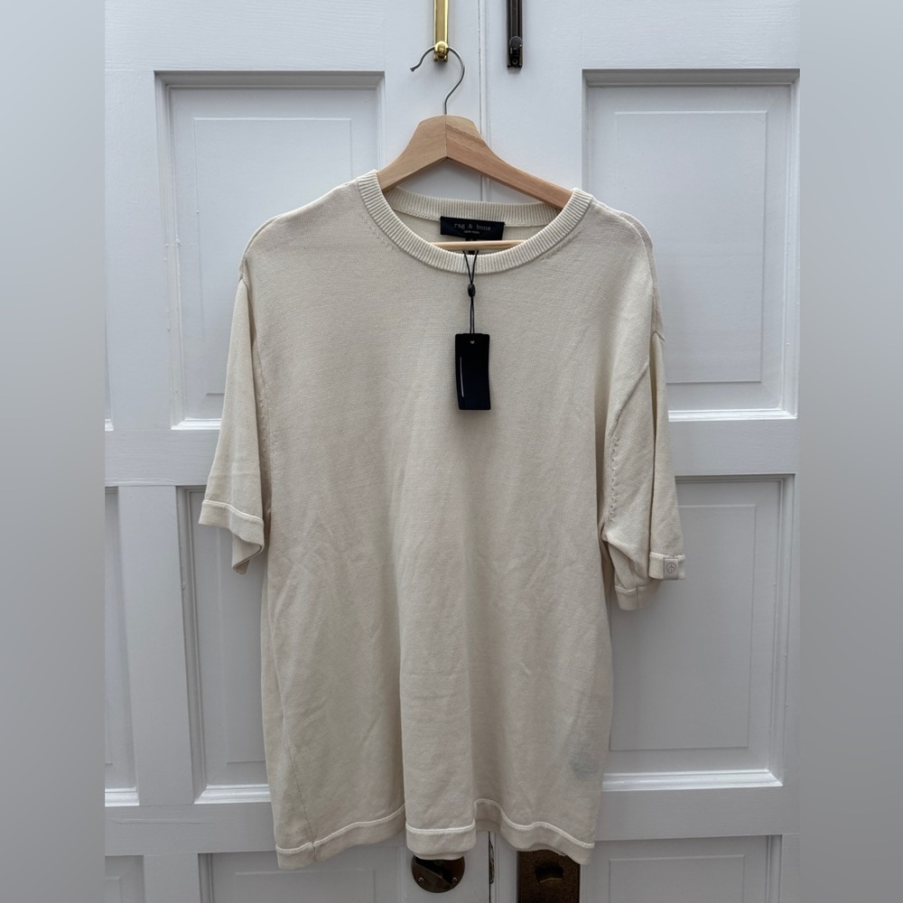 rag & bone Cream Men's Short Sleeve Tee